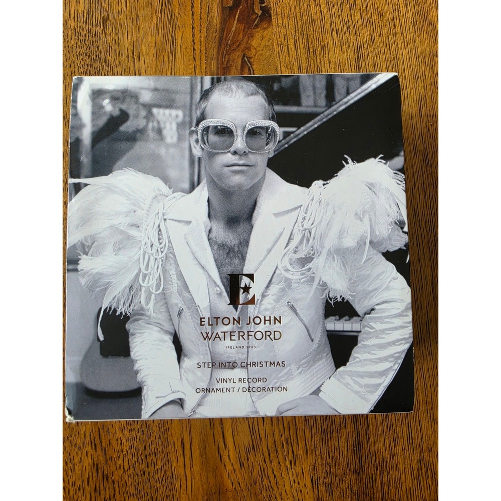 Waterford‎ Elton John Step Into Christmas Crystal Vinyl Record Ornament 1079836